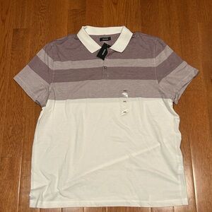 Alfani Men's Polo Shirt - White and burgundy Stripes